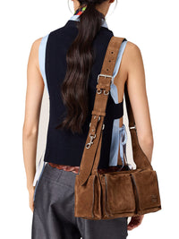 Miu Miu Women Utilitaire Shoulder Bag In Suede Leather