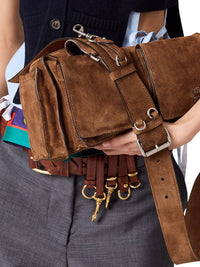 Miu Miu Women Utilitaire Shoulder Bag In Suede Leather