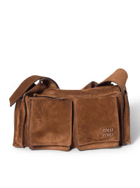 Miu Miu Women Utilitaire Shoulder Bag In Suede Leather