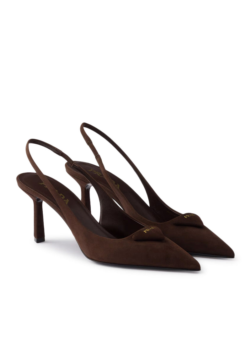 Prada Women Slingback Suede Leather Pumps