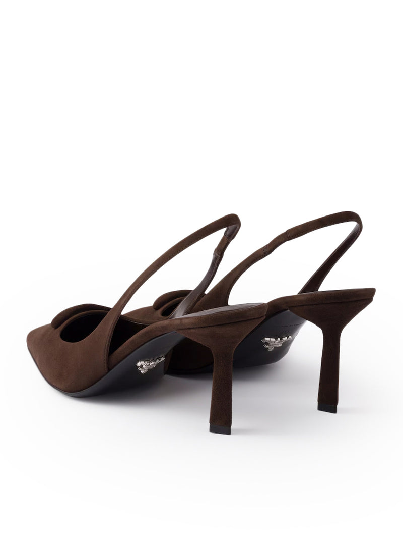 Prada Women Slingback Suede Leather Pumps
