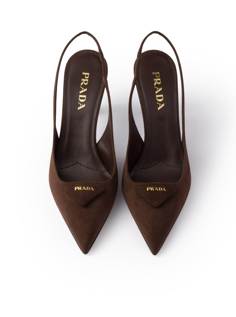 Prada Women Slingback Suede Leather Pumps