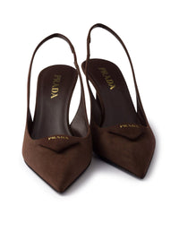 Prada Women Slingback Suede Leather Pumps