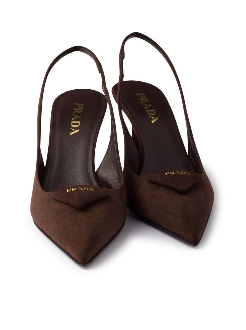 Prada Women Slingback Suede Leather Pumps