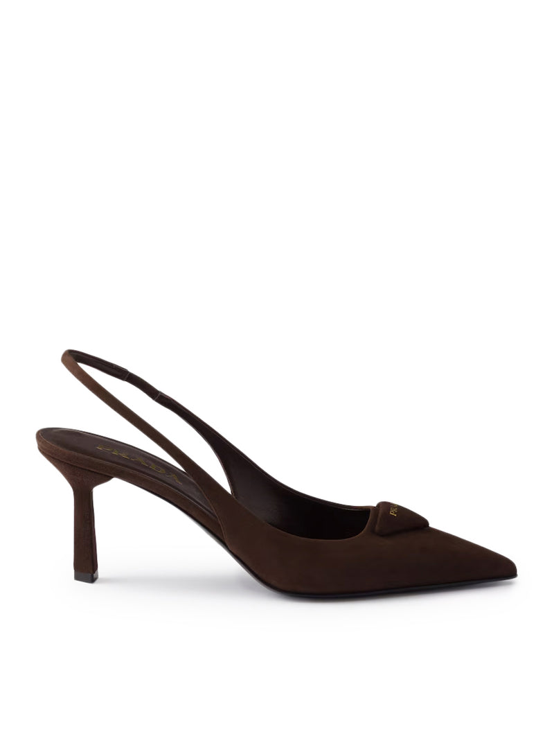 Prada Women Slingback Suede Leather Pumps