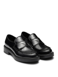 Prada Men Chocolate Brushed Leather Loafers
