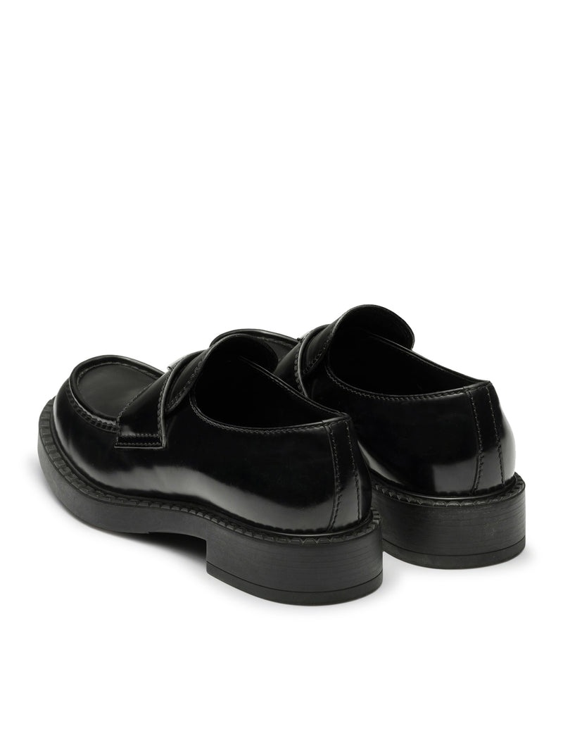 Prada Men Chocolate Brushed Leather Loafers