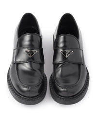 Prada Men Chocolate Brushed Leather Loafers