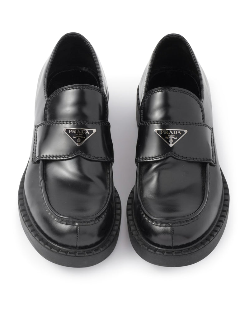 Prada Men Chocolate Brushed Leather Loafers