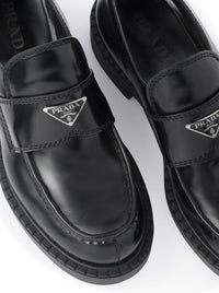 Prada Men Chocolate Brushed Leather Loafers