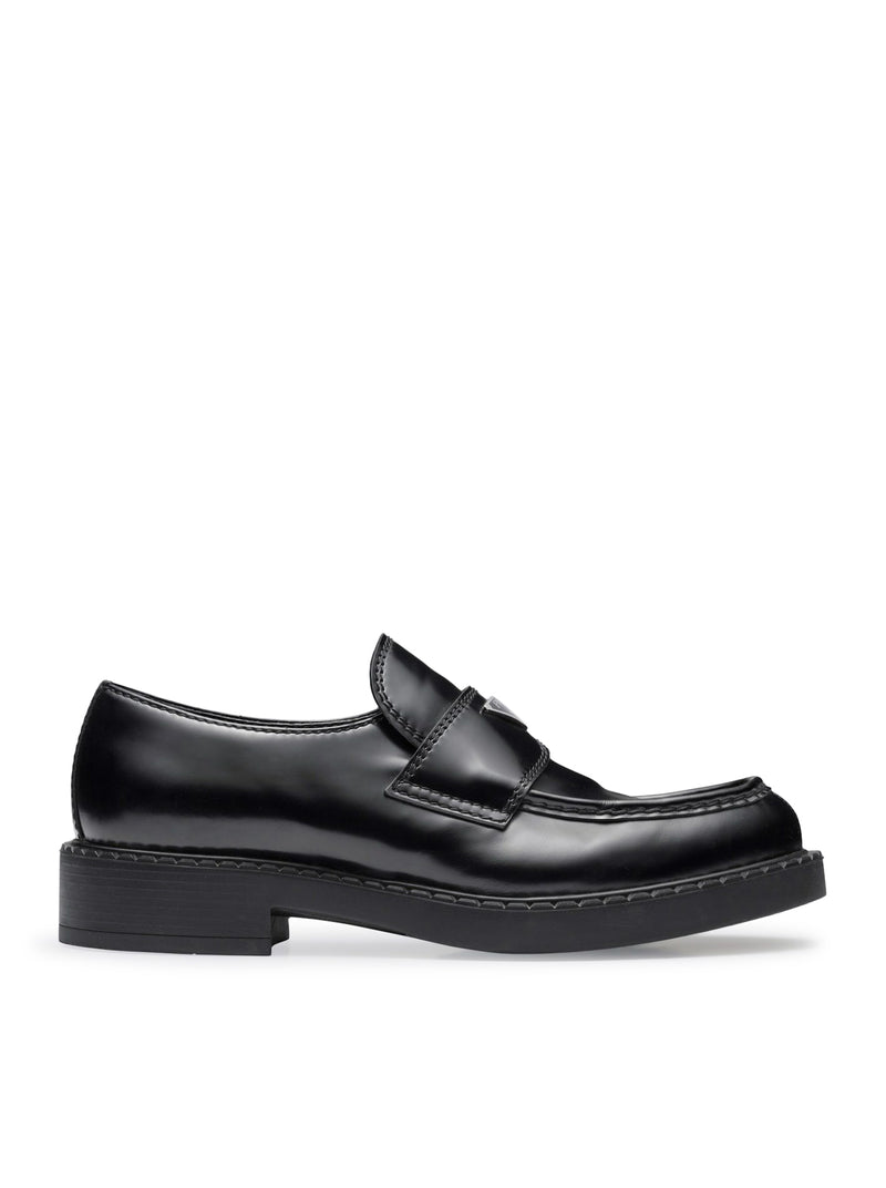 Prada Men Chocolate Brushed Leather Loafers