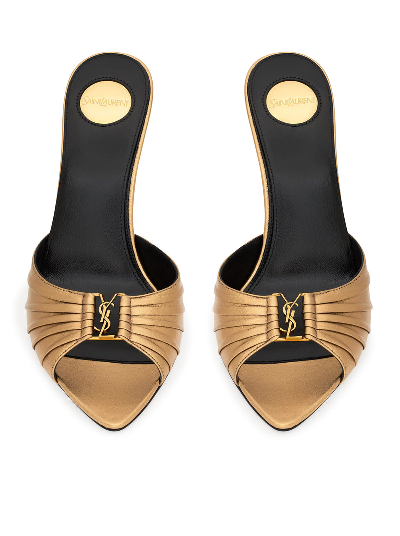 Saint Laurent Women Metallic Leather Babylone Mules