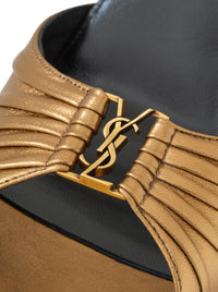 Saint Laurent Women Metallic Leather Babylone Mules