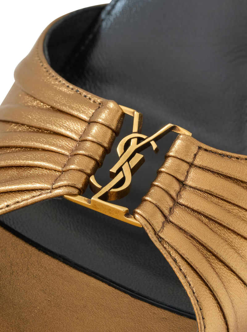 Saint Laurent Women Metallic Leather Babylone Mules