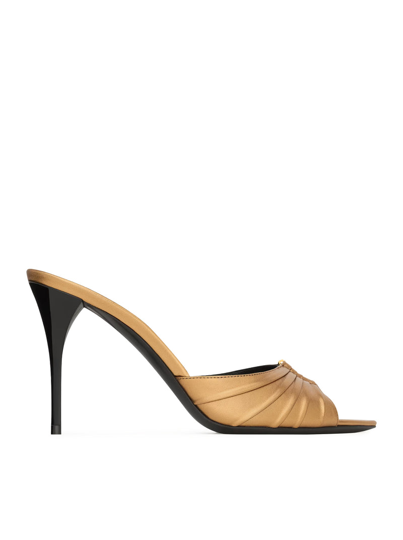 Saint Laurent Women Metallic Leather Babylone Mules