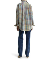 Toteme Women Classic Blue And Orange Checked Cotton Shirt