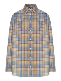 Toteme Women Classic Blue And Orange Checked Cotton Shirt