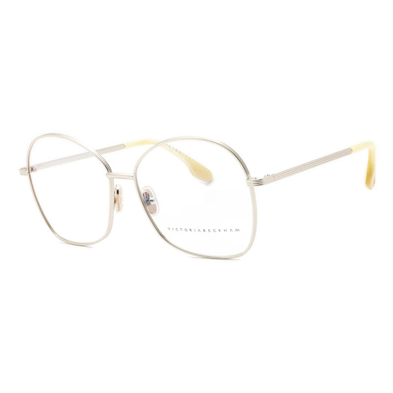 Victoria Beckham Eyeglasses Butterfly Full Rim, Light Gold Frame and Clear Demo Lenses Lens VB220715
