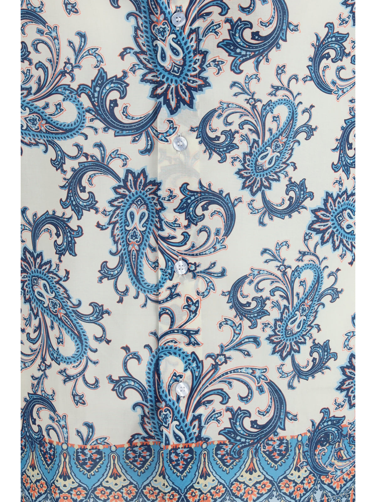 Etro Men Cotton Shirt With Floral And Paisley Motif