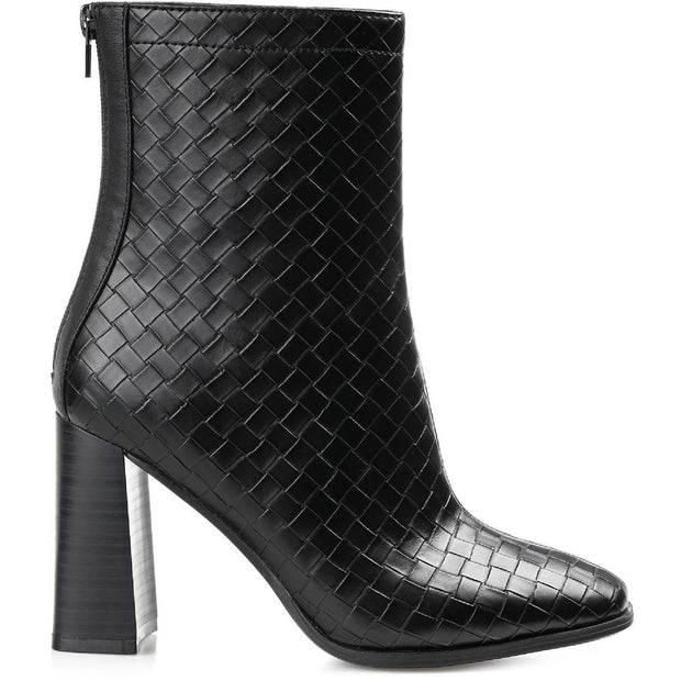 Brielle Womens Faux Leather Stacked Heel Mid-Calf Boots
