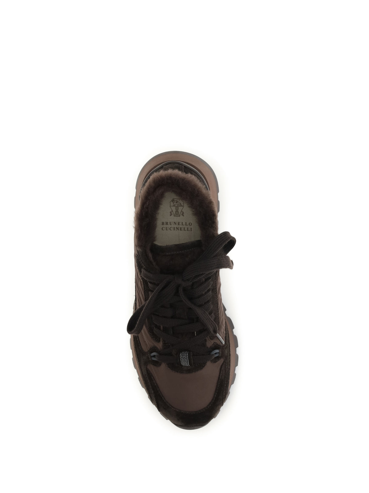 BRUNELLO CUCINELLI Brunello Cucinelli Women Suede And Techno Fabric Sneakers With Shearling Lining And Monile