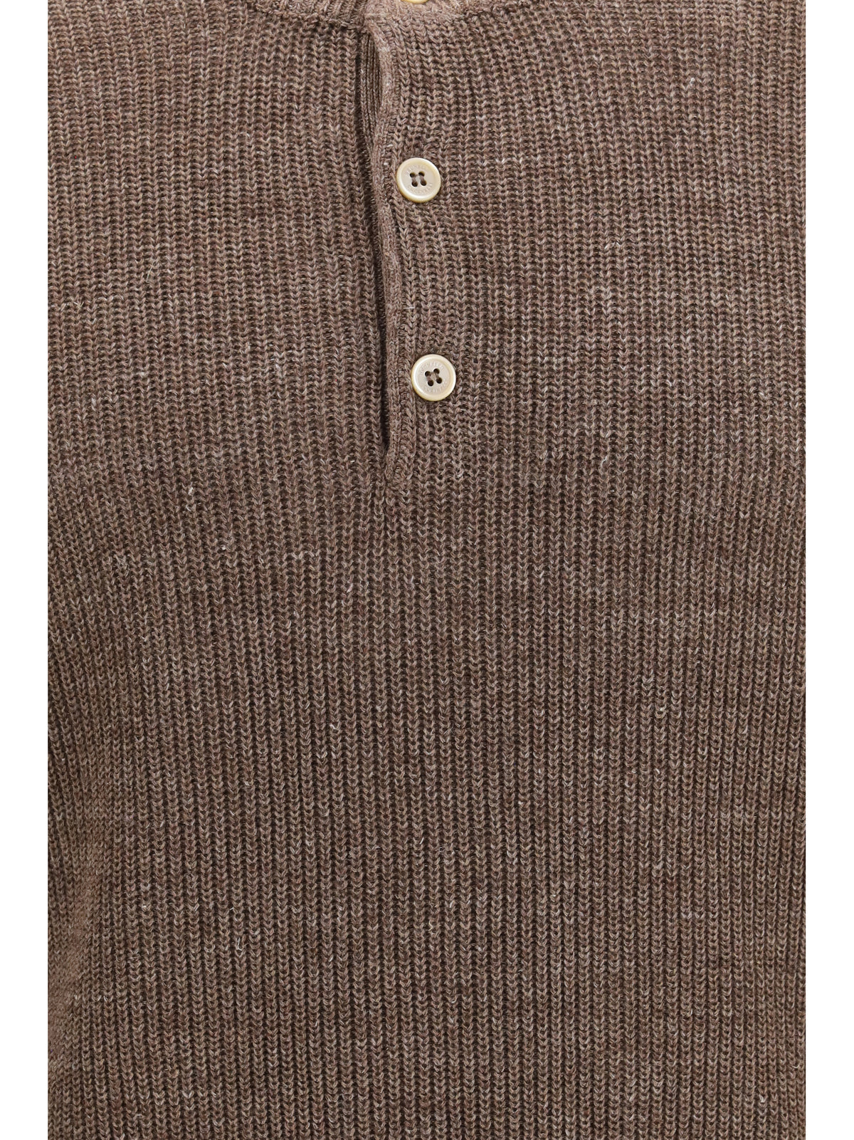 Brunello Cucinelli Men Cotton And Linen Henley Sweater
