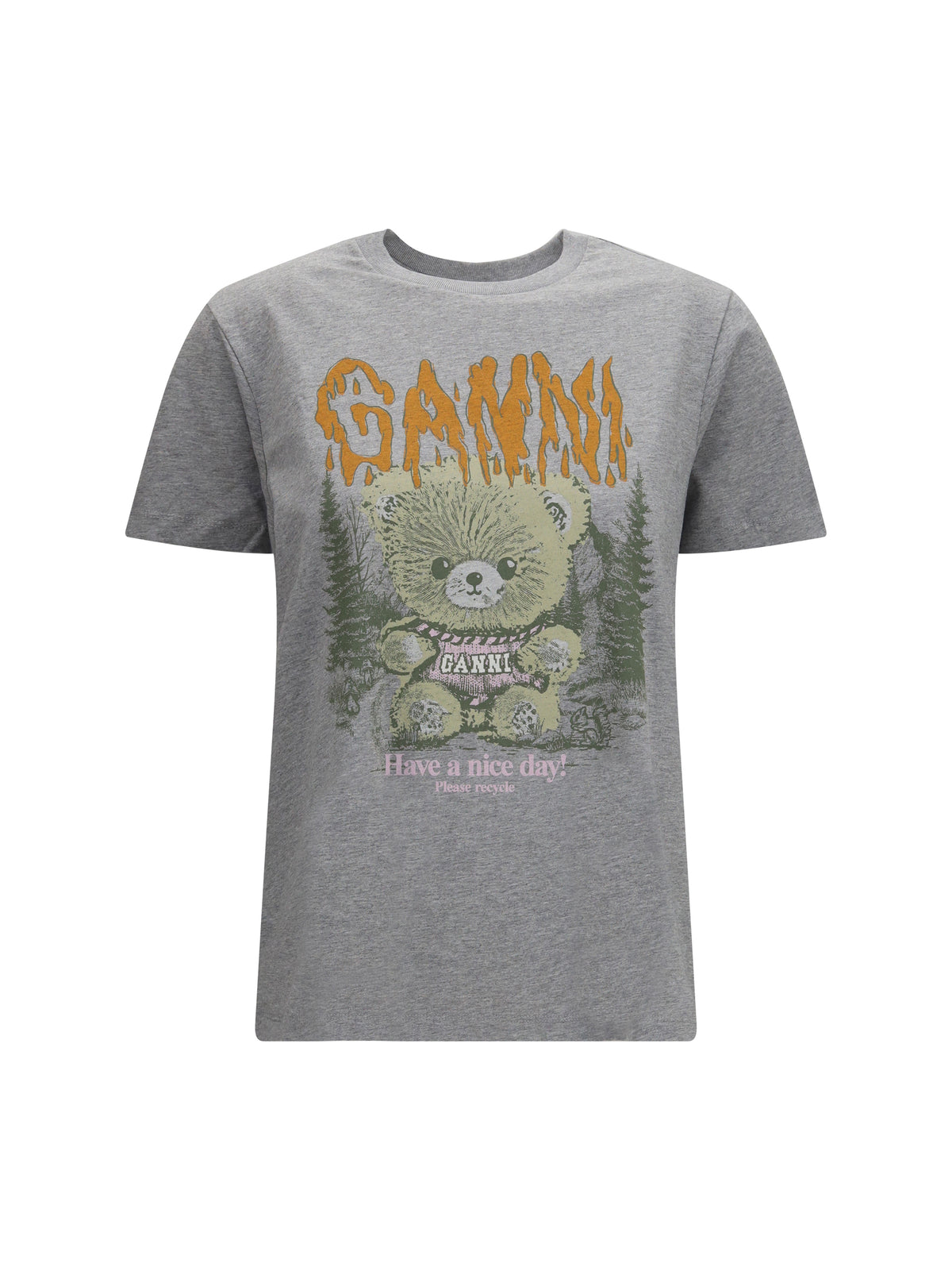 Ganni Women Teddy Forest Cotton T-Shirt