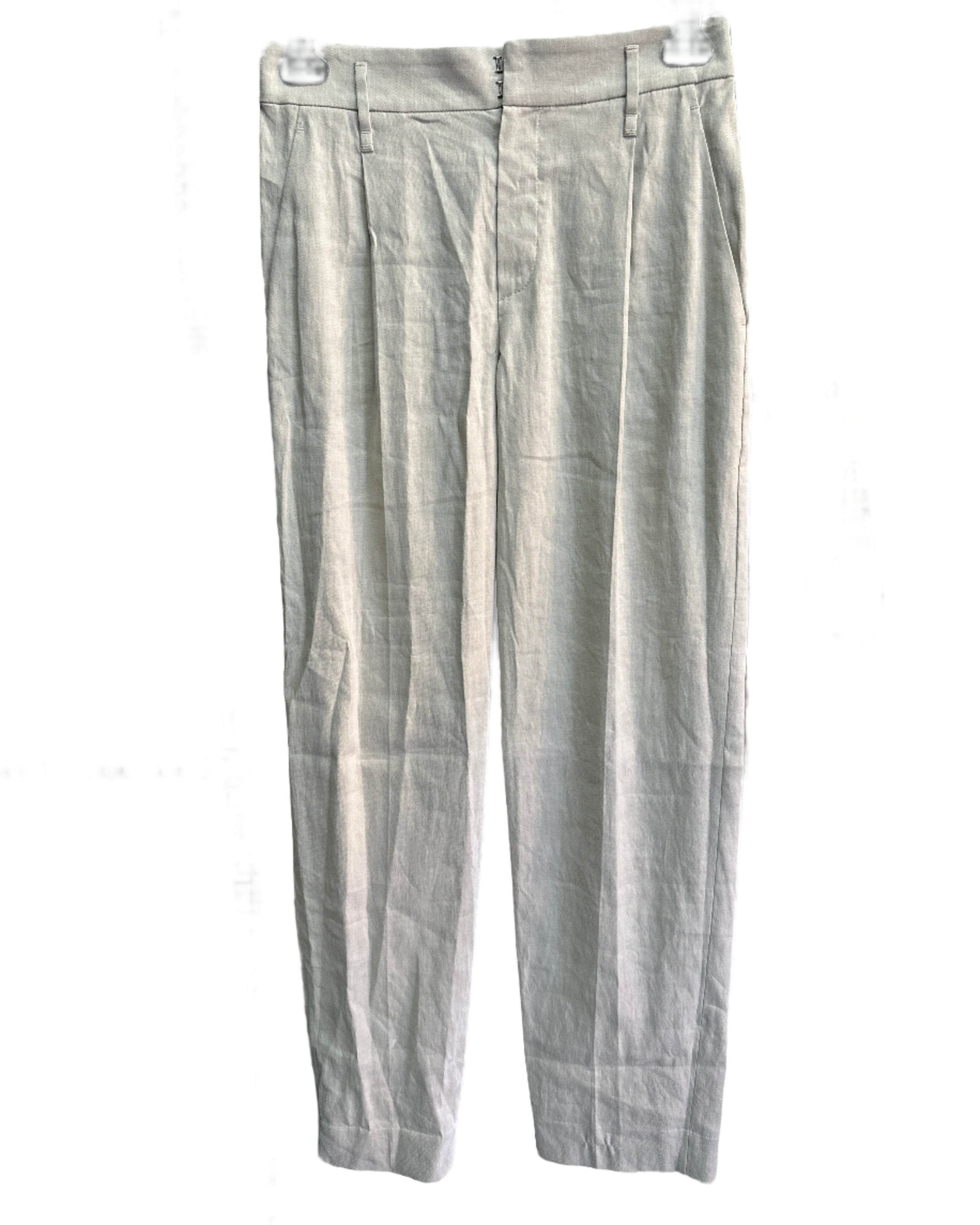 Brunello Cucinelli Linen Blend Pleated Relaxed Fit Trousers