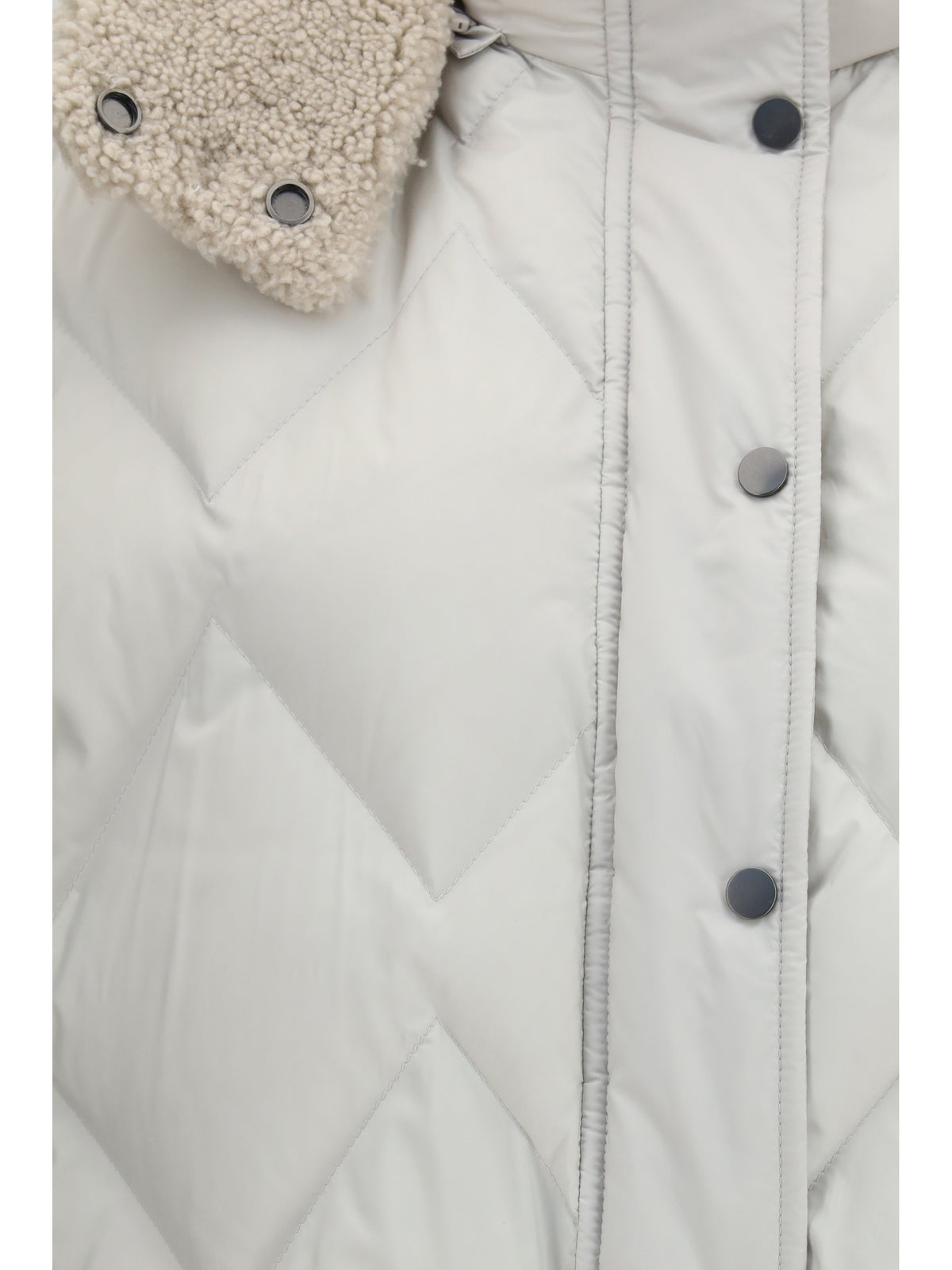 Brunello Cucinelli Women Padded Vest With Shearling Hood