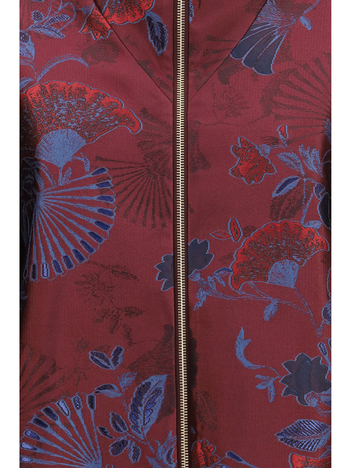 GIORGIO ARMANI Giorgio Armani Women Full-Zip Jacket In Silk-Blend Jacquard With Ginkgo Motif