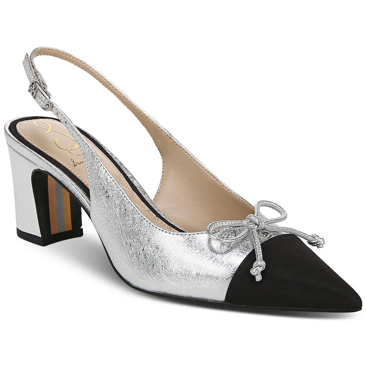 Willette Womens Leather Block Heel Slingback Heels