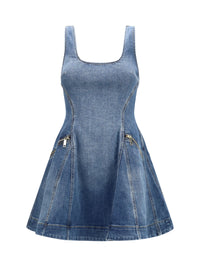 SELF-PORTRAIT Self-Portrait Women Denim Flared Mini Dress