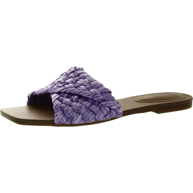 Moral Womens Faux Leather Woven Slide Sandals