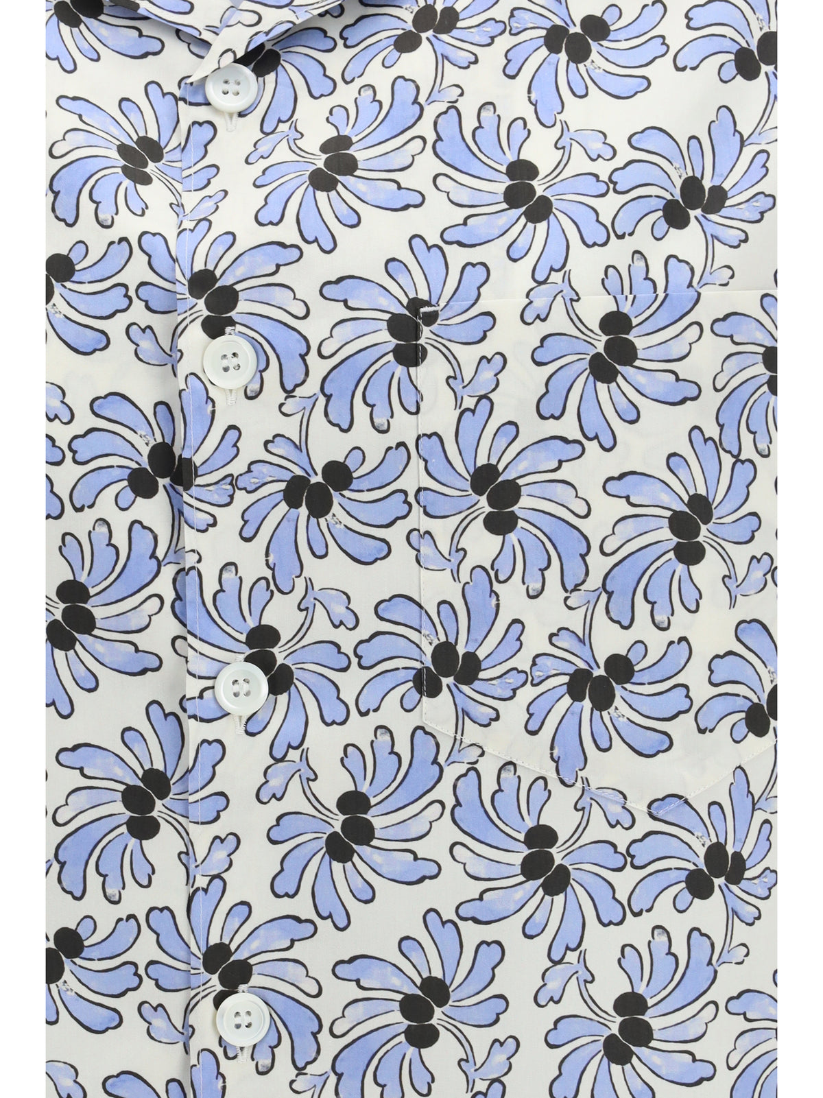 Prada Men Cotton Shirt With Floral Print
