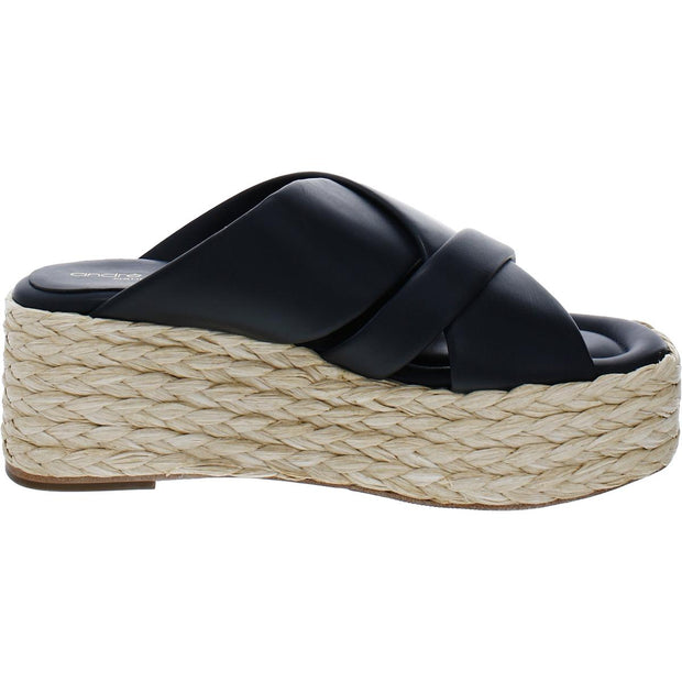 Calesa Womens Leather Slip-On Flatform Sandals