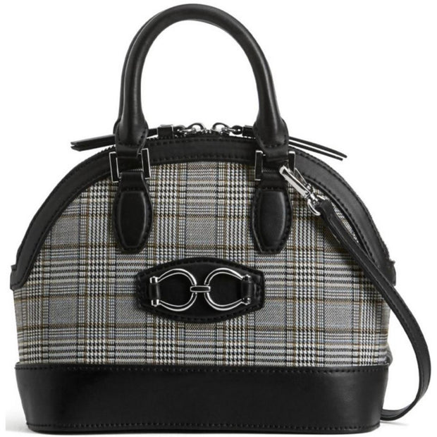 Cisely  Womens Faux Leather Glen Plaid Satchel Handbag
