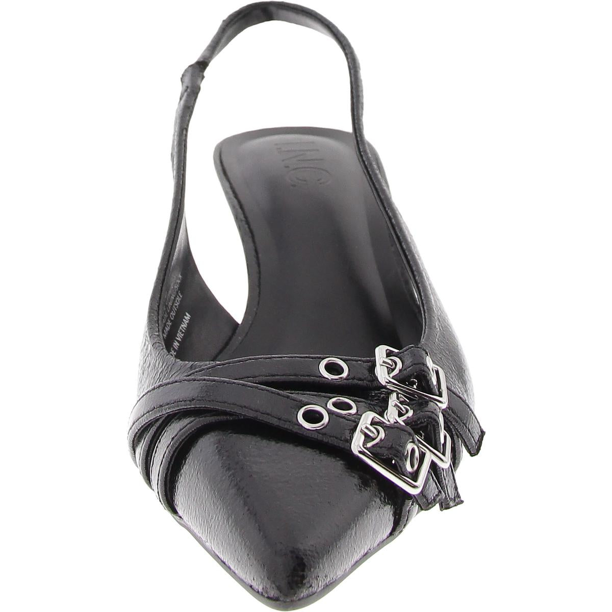 Capeka Womens Faux Leather Pointed Toe Slingback Heels