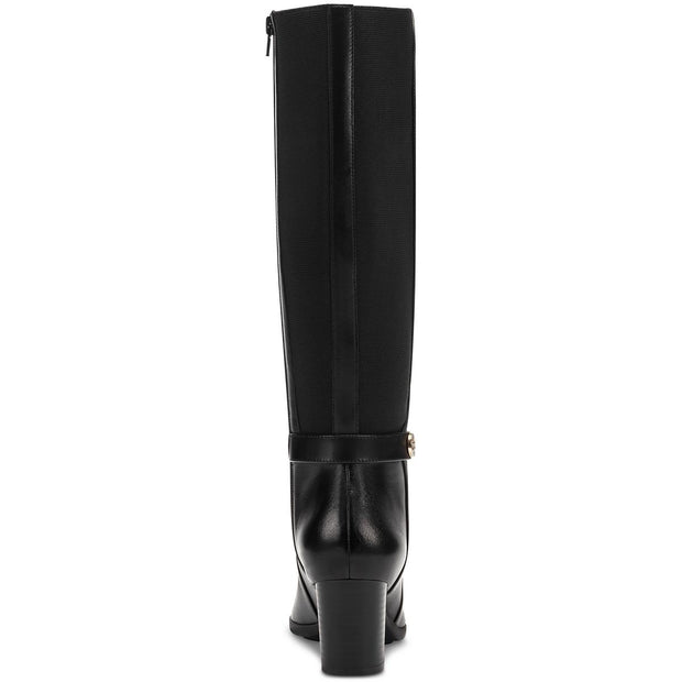 Mia Womens Leather Tall Mid-Calf Boots
