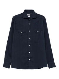 Brunello Cucinelli Men Flannel Chevron Shirt In Stretch Cotton