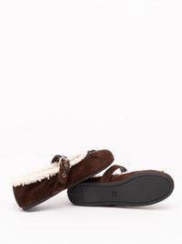 Miu Miu Women Suede And Shearling Ballerinas