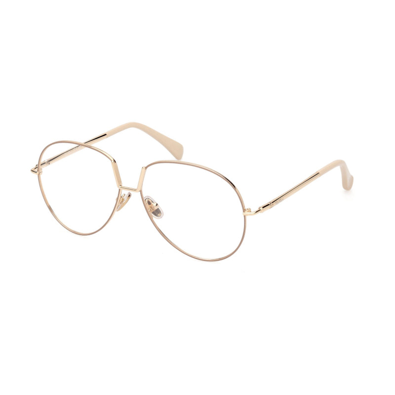 Max Mara Max Mara Eyeglasses Round Full Rim, Silver Frame and Clear Demo Lems Lens MM5119014