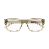 Saint Laurent Eyeglasses Square Full Rim, Havana Frame and Clear Demo Lenses Lens SL574002