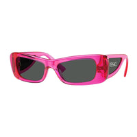 Versace Sunglasses Oval Full Rim, Transparent Fluo Fucsia Frame and Dark Grey Lens VE4481543487