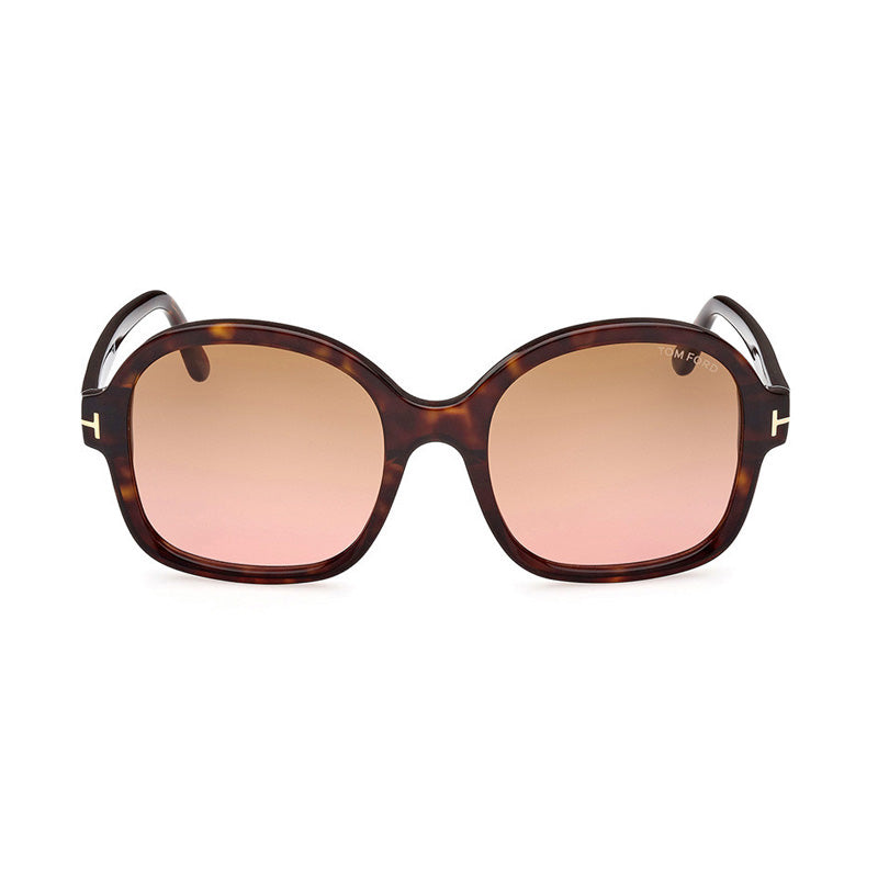 Tom Ford Sunglasses Oval Full Rim, Shiny Black Frame and Smoke Gradient Lens FT103401B