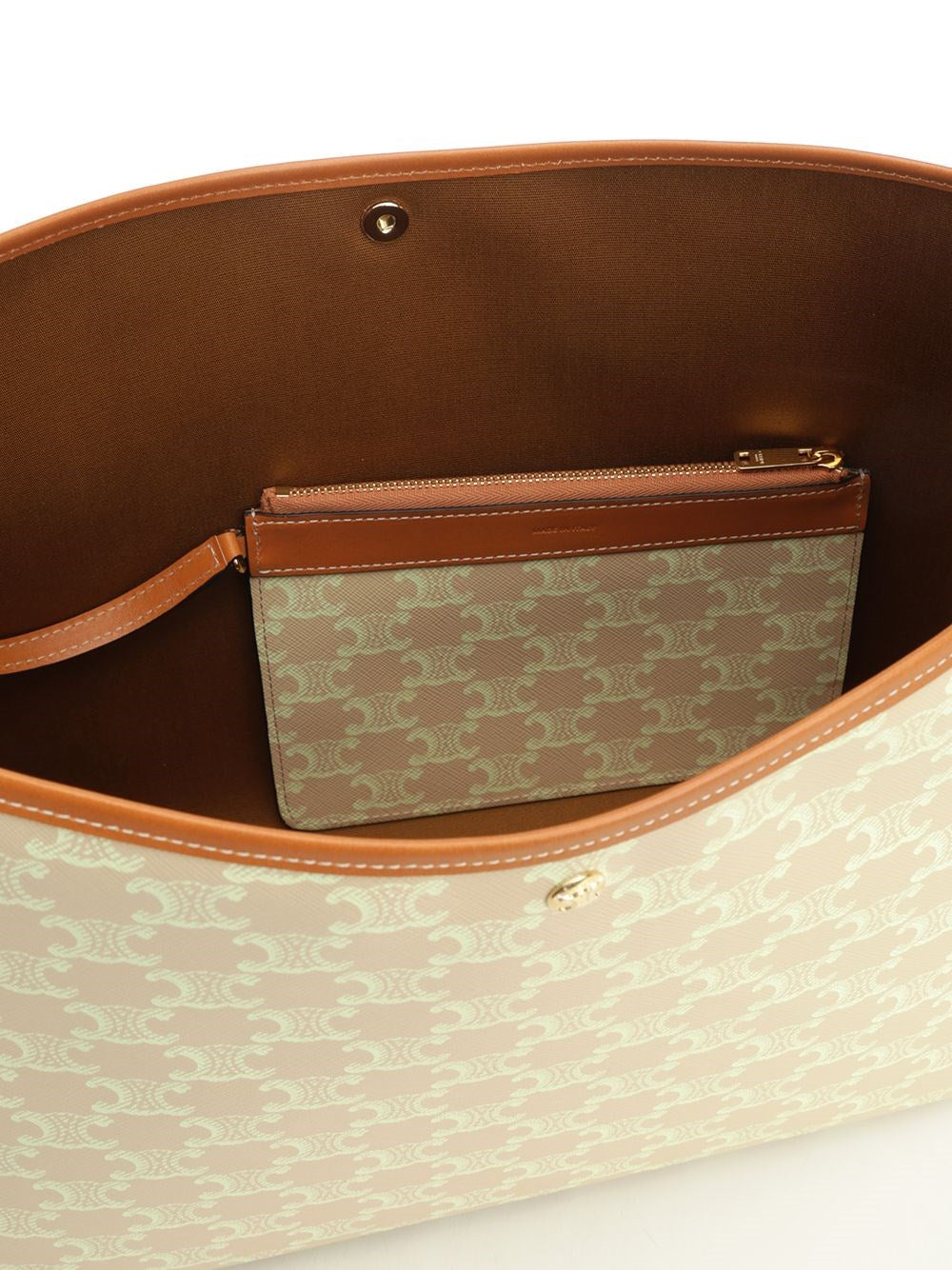Celine Women Soft Shopper Triomphe Canvas And Calfskin
