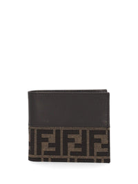 Fendi Fendi Men Leather Bi-Fold Wallet With Ff Motif
