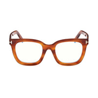 Tom Ford Tom Ford Eyeglasses Square Full Rim, Blonde Havana Frame and Clear Blue Light Block Lens FT5880-B053