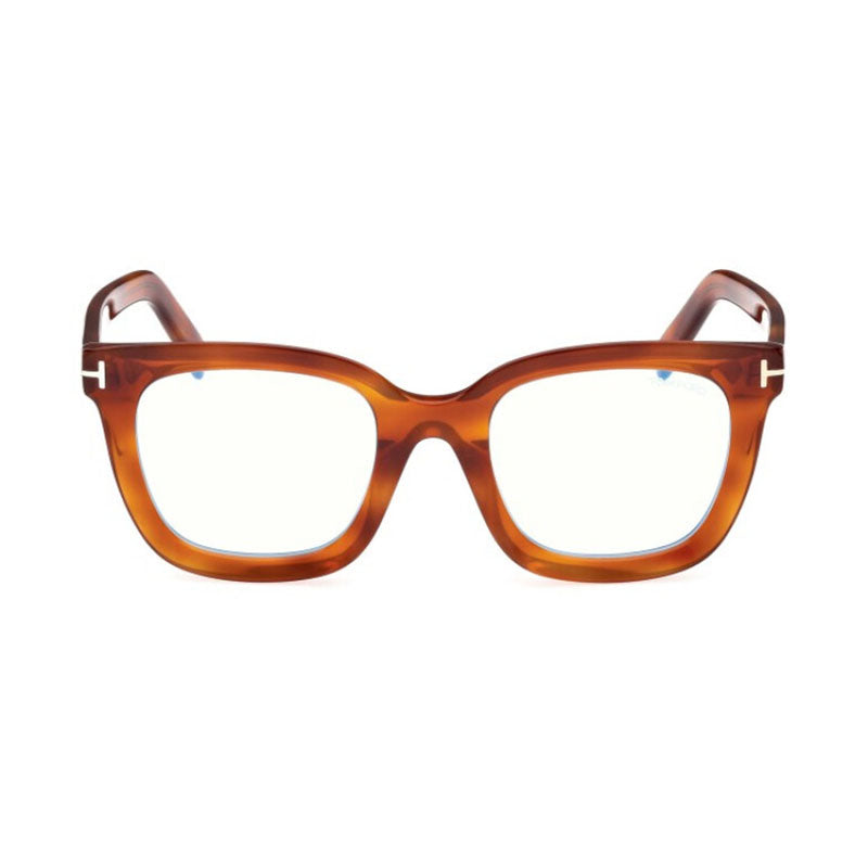 Tom Ford Tom Ford Eyeglasses Square Full Rim, Blonde Havana Frame and Clear Blue Light Block Lens FT5880-B053
