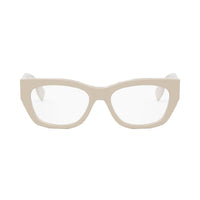 Fendi Eyeglasses Square Full Rim, Shiny Khaki Frame and Clear Demo Lenses Lens FE50082I057
