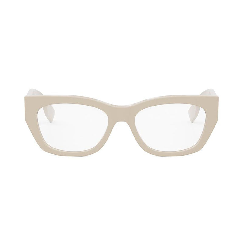 Fendi Eyeglasses Square Full Rim, Shiny Khaki Frame and Clear Demo Lenses Lens FE50082I057